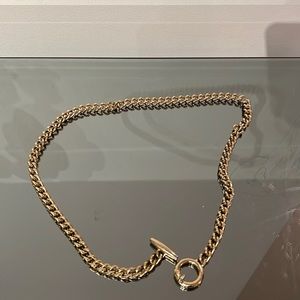 Vintage gold chain belt with clasp. If worn high waisted chain will hang